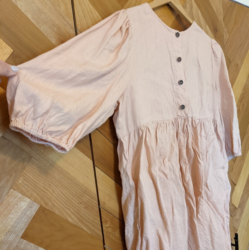 Puff Sleeve Linen Dress
